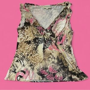 Pink & brown animal print tank top